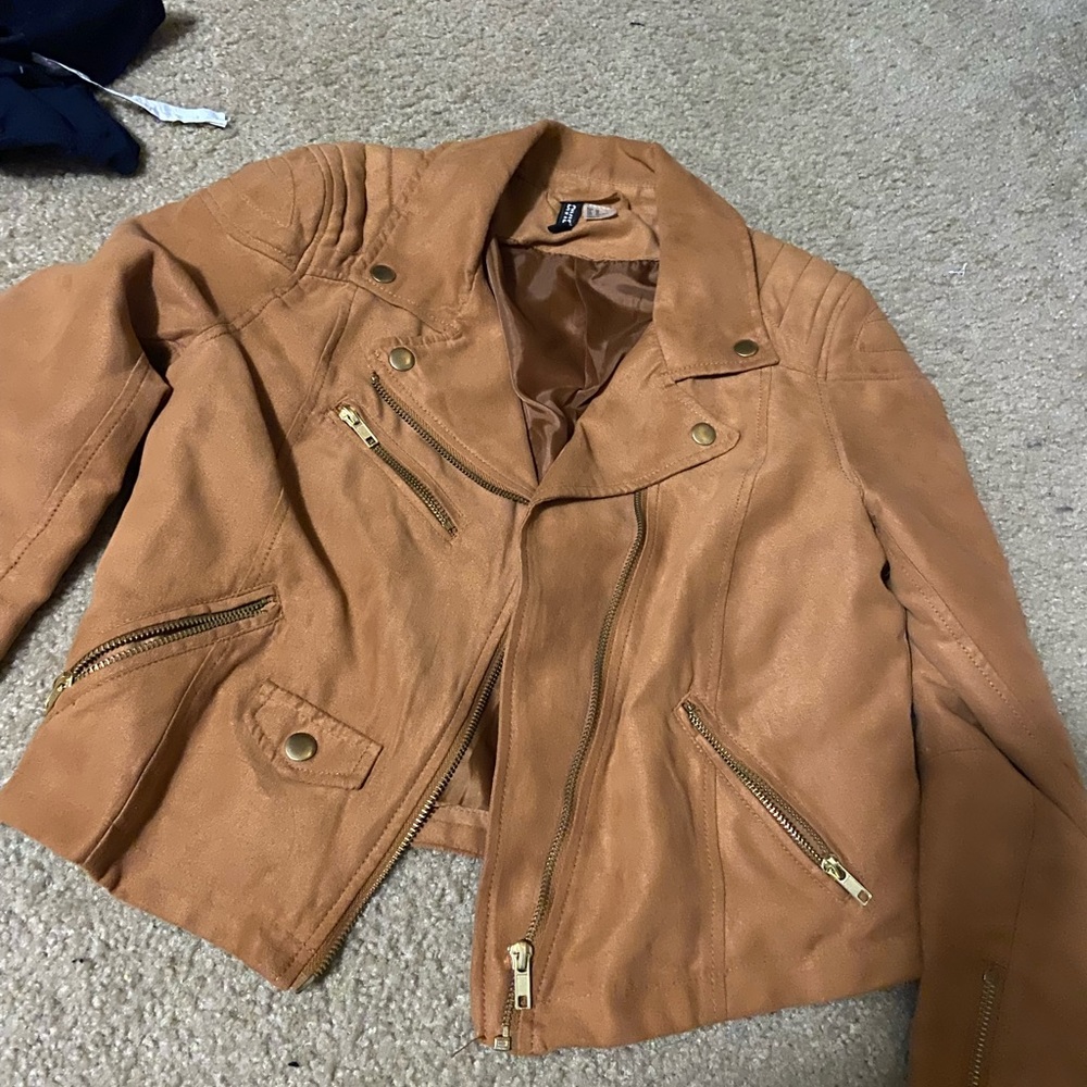 H&M suede jacket brown camel color
